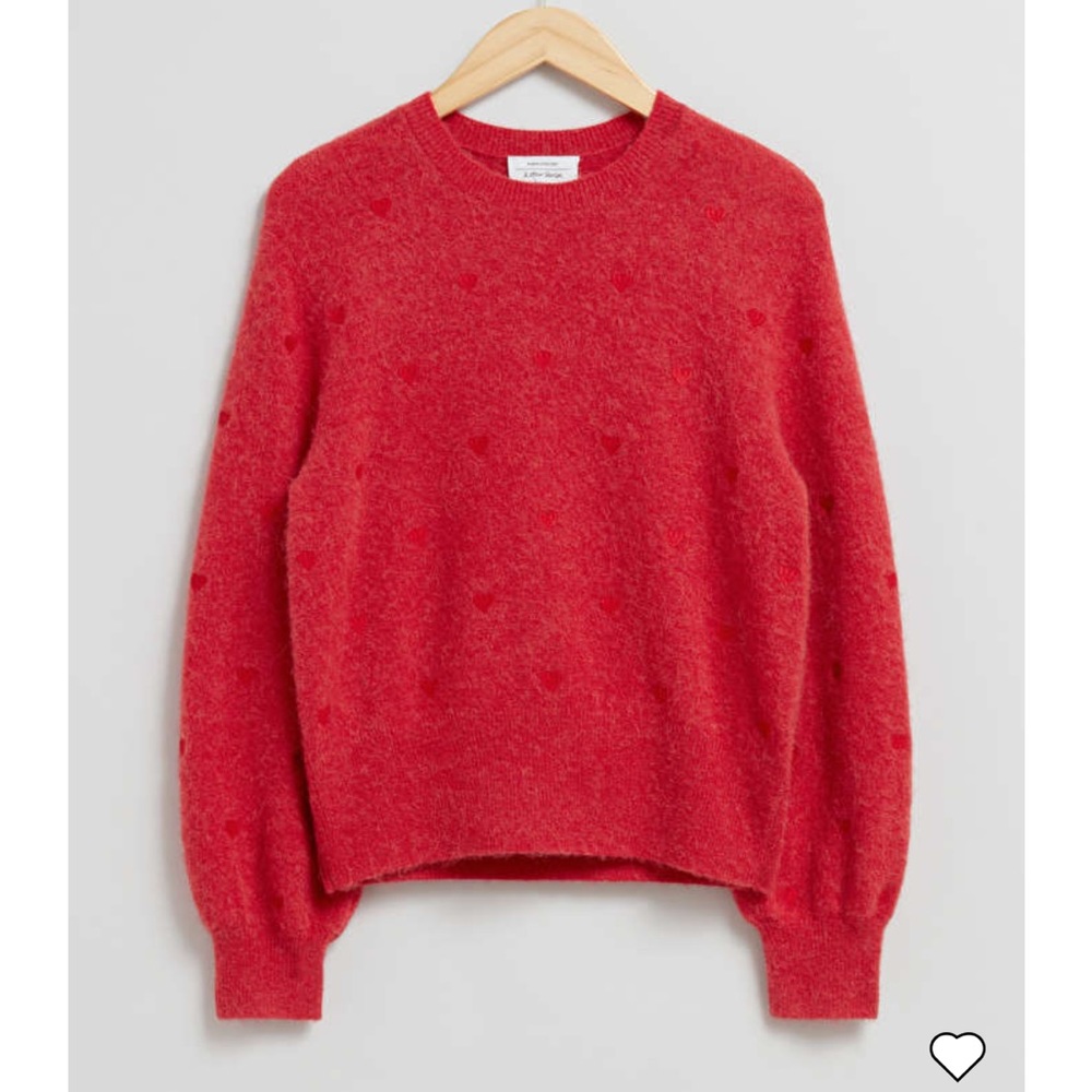 NWOT Embroidered Heart Alpaca Sweater & Other Stories